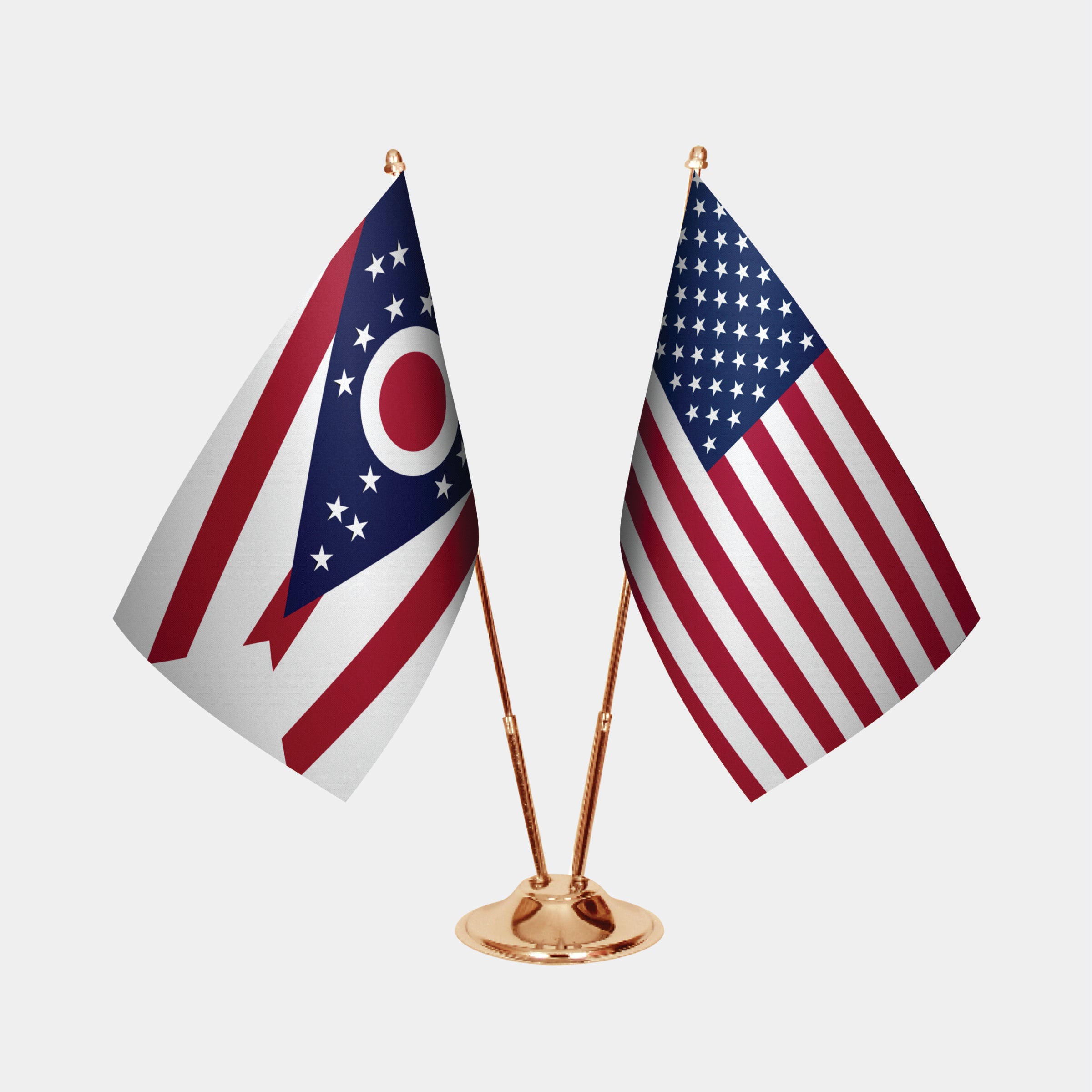 Ohio & U.S. Desk Flag Set