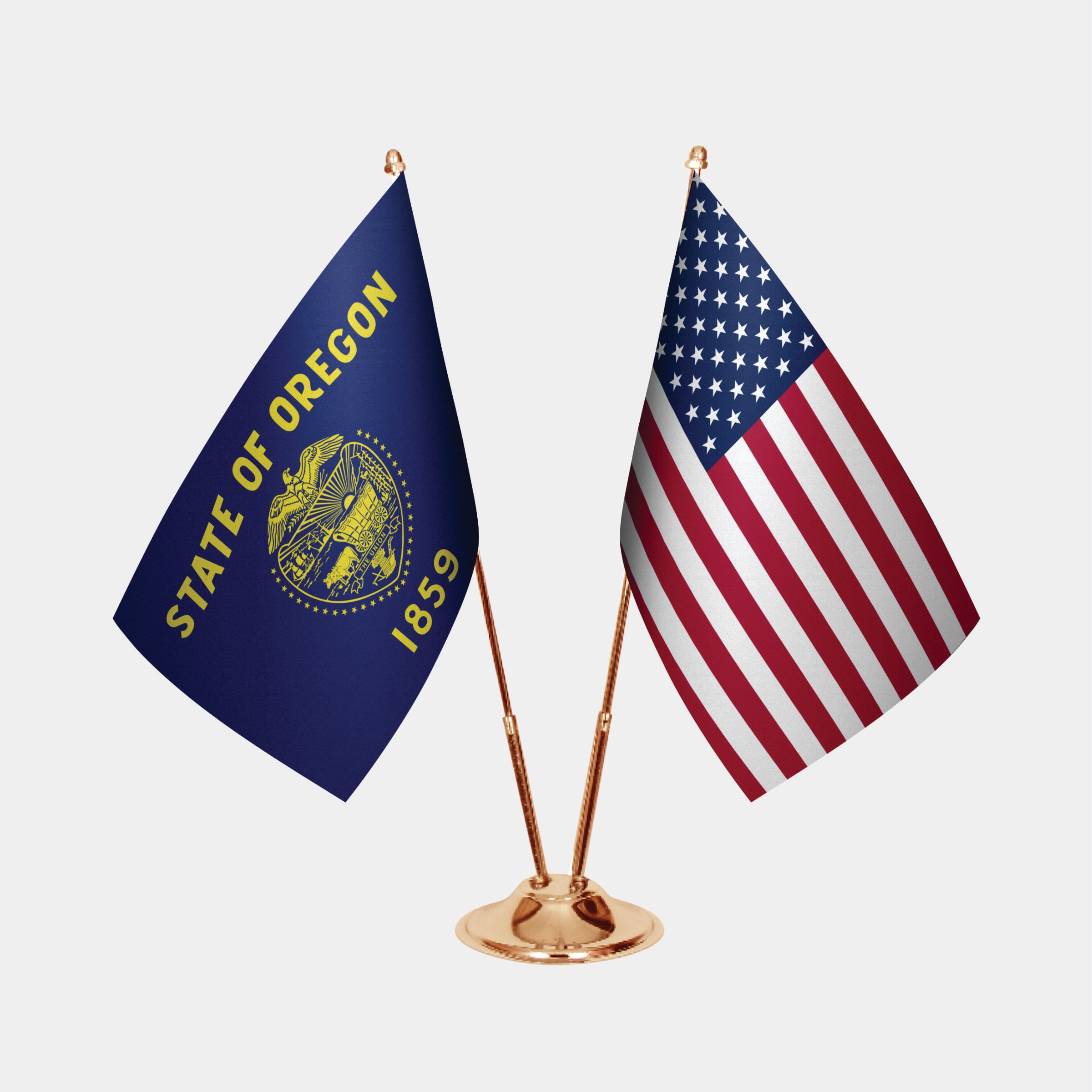 Oregon & U.S. Desk Flag Set