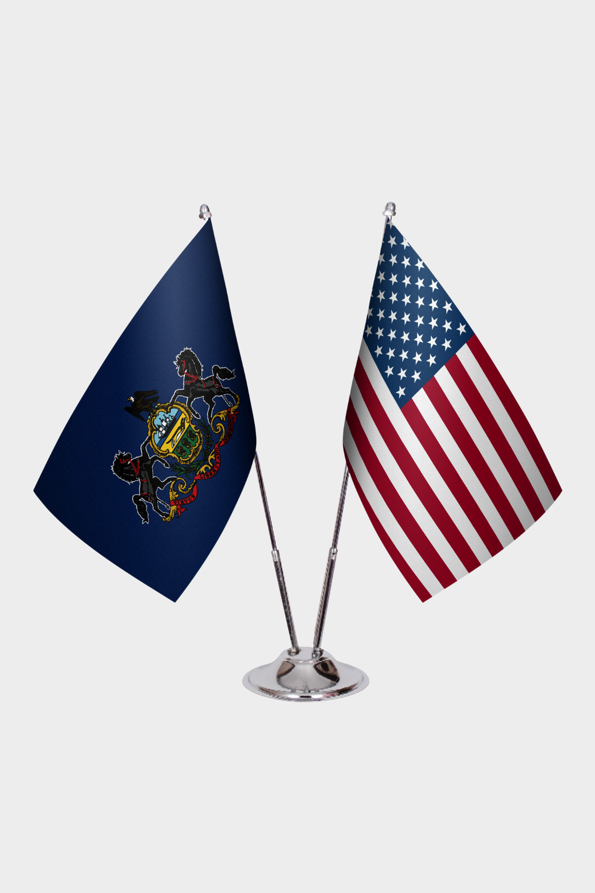 Pennsylvania & U.S. Desk Flag Set — Double Satin