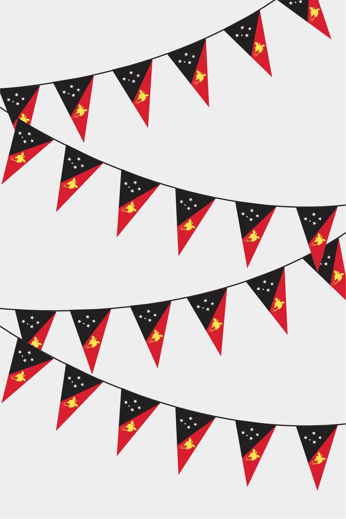Papua New Guinea Triangular Flag Bunting - 50 Meters Premium Pennant Flags for Party Decoration | Professional Quality Raschel Fabric