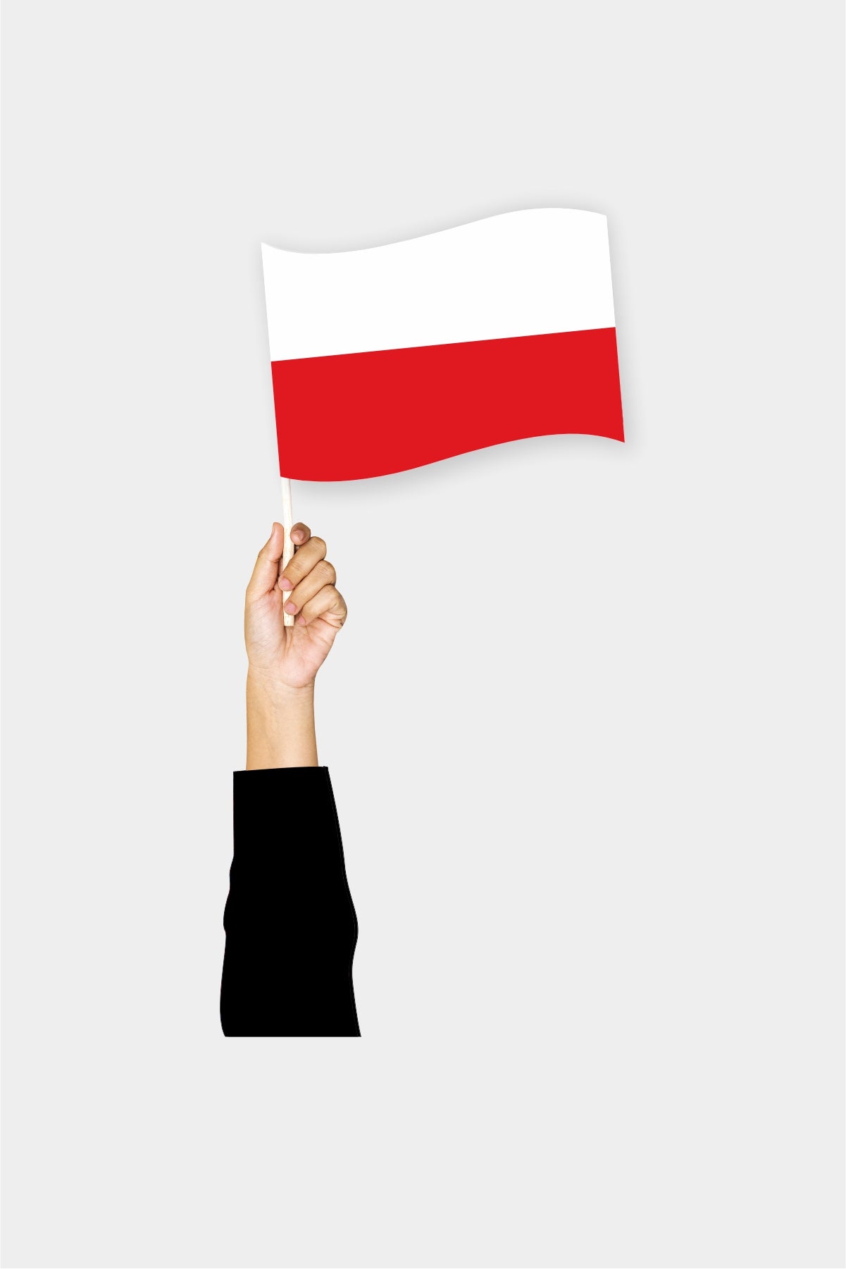 Poland handheld flag on stick - durable polyester country flag for events and parades