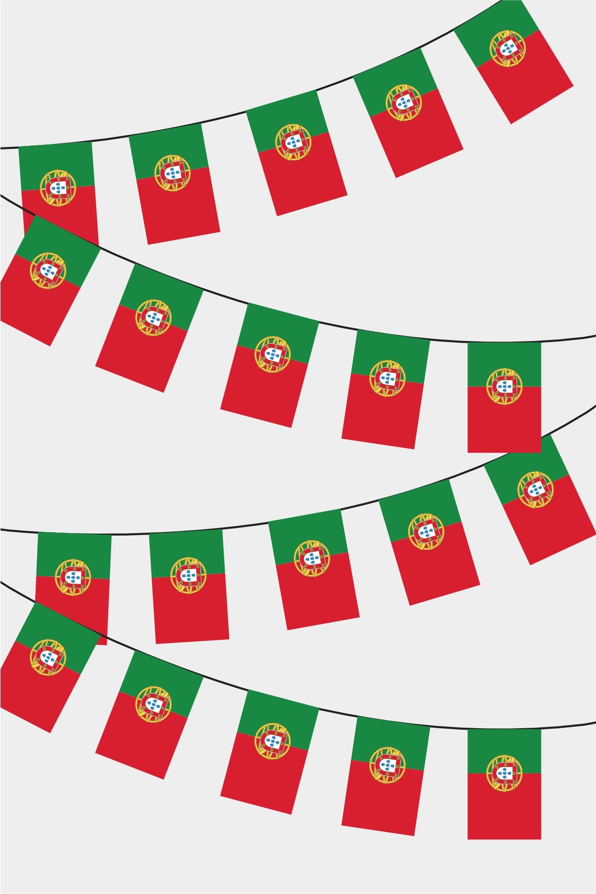 Portugal Rectangular Flag Bunting - 50 Meters Premium String Flags for Party Decoration | Professional Quality Raschel Fabric