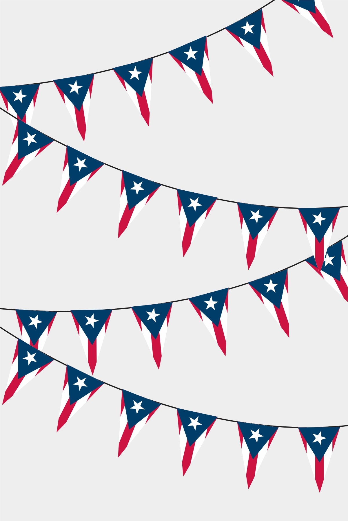 Puerto Rico Triangular Flag Bunting - 50 Meters Premium Pennant Flags for Party Decoration | Professional Quality Raschel Fabric