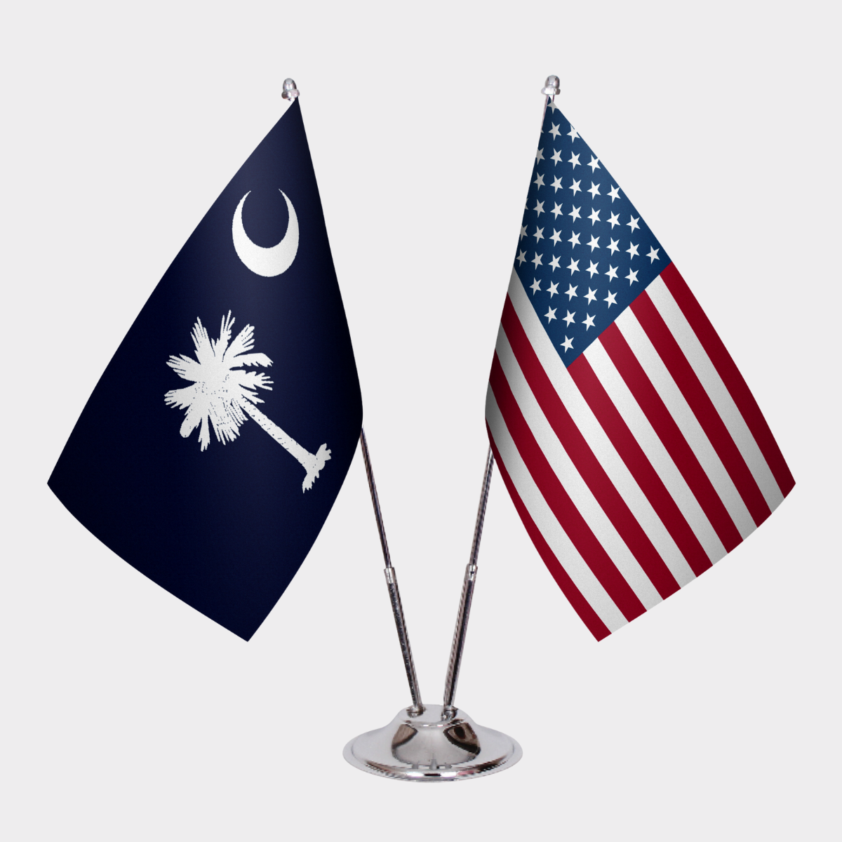 South Carolina & U.S. Desk Flag Set — Double Satin