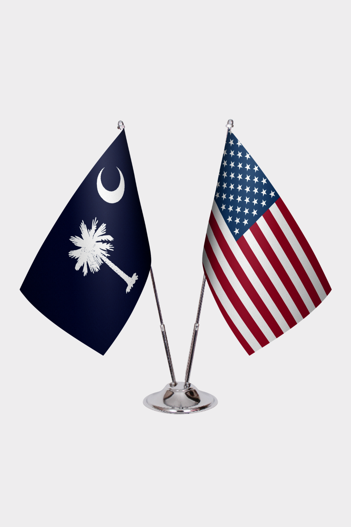 South Carolina & U.S. Desk Flag Set — Double Satin