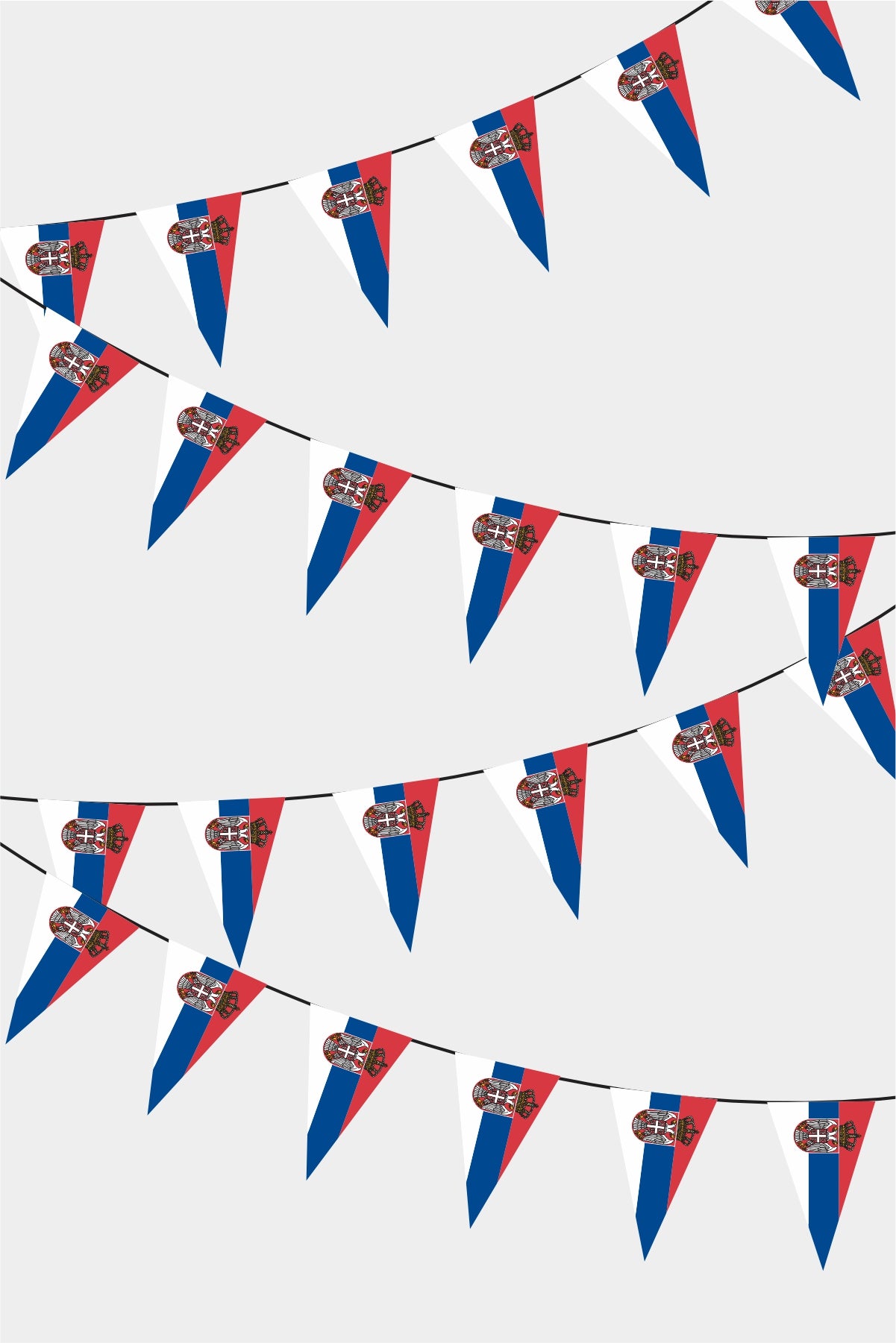 Serbia Triangular Flag Bunting - 50 Meters Premium Pennant Flags for Party Decoration | Professional Quality Raschel Fabric