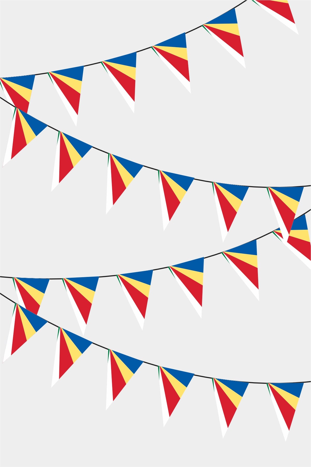 Seychelles Triangular Flag Bunting - 50 Meters Premium Pennant Flags for Party Decoration | Professional Quality Raschel Fabric