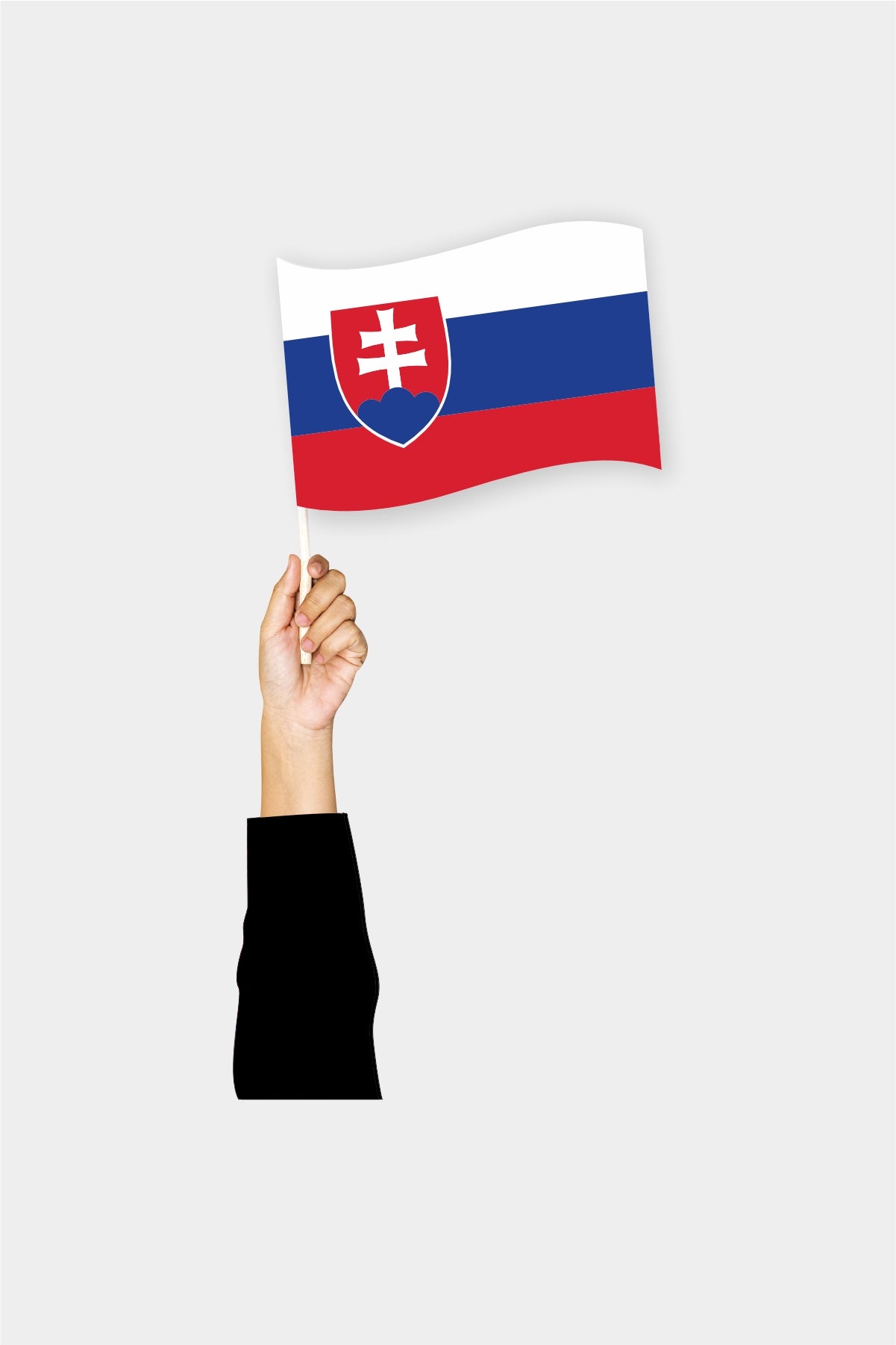 Slovakia handheld flag on stick - durable polyester country flag for events and parades