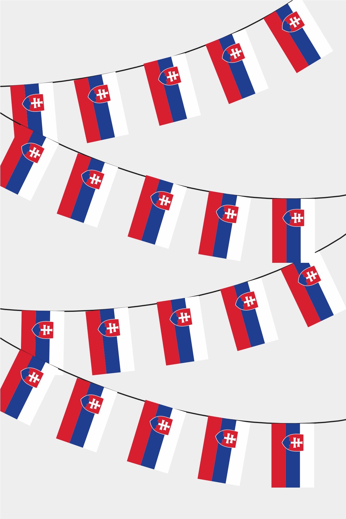 Slovakia Rectangular Flag Bunting - 50 Meters Premium String Flags for Party Decoration | Professional Quality Raschel Fabric