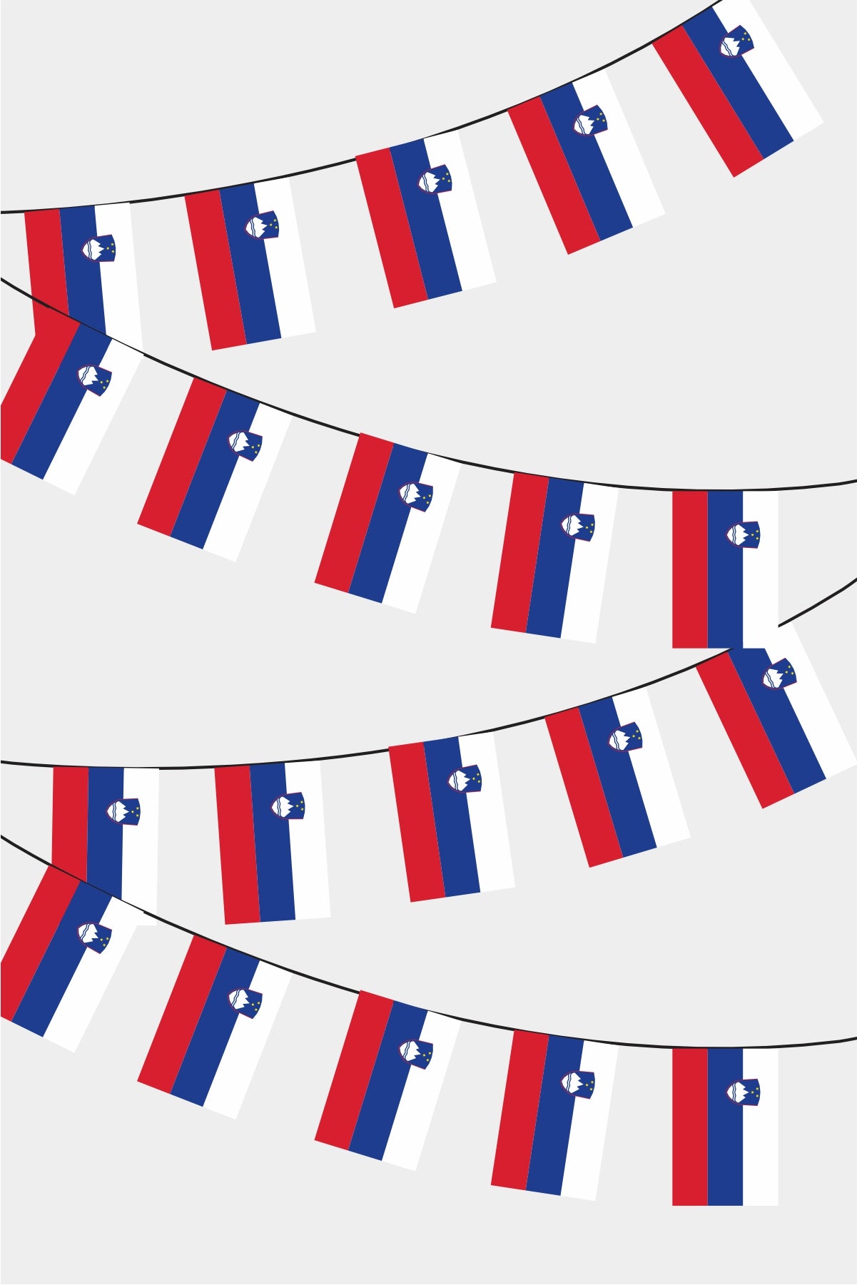 Slovenia Rectangular Flag Bunting - 50 Meters Premium String Flags for Party Decoration | Professional Quality Raschel Fabric