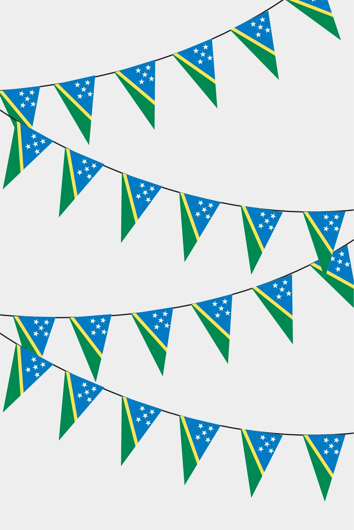 Solomon Islands Triangular Flag Bunting - 50 Meters Premium Pennant Flags for Party Decoration | Professional Quality Raschel Fabric