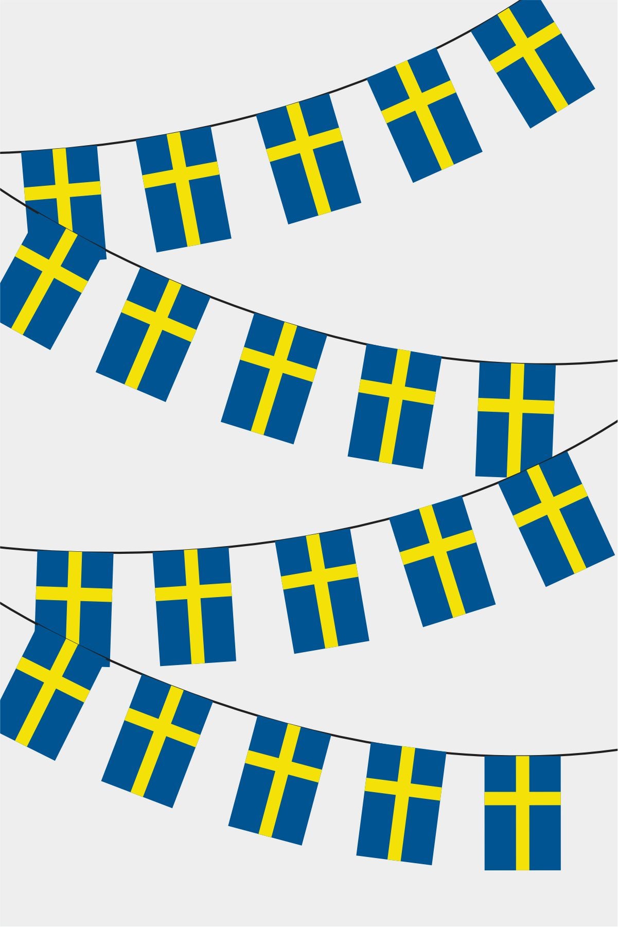 Swedish Rectangular Flag Bunting - 50 Meters Premium String Flags for Party Decoration | Professional Quality Raschel Fabric