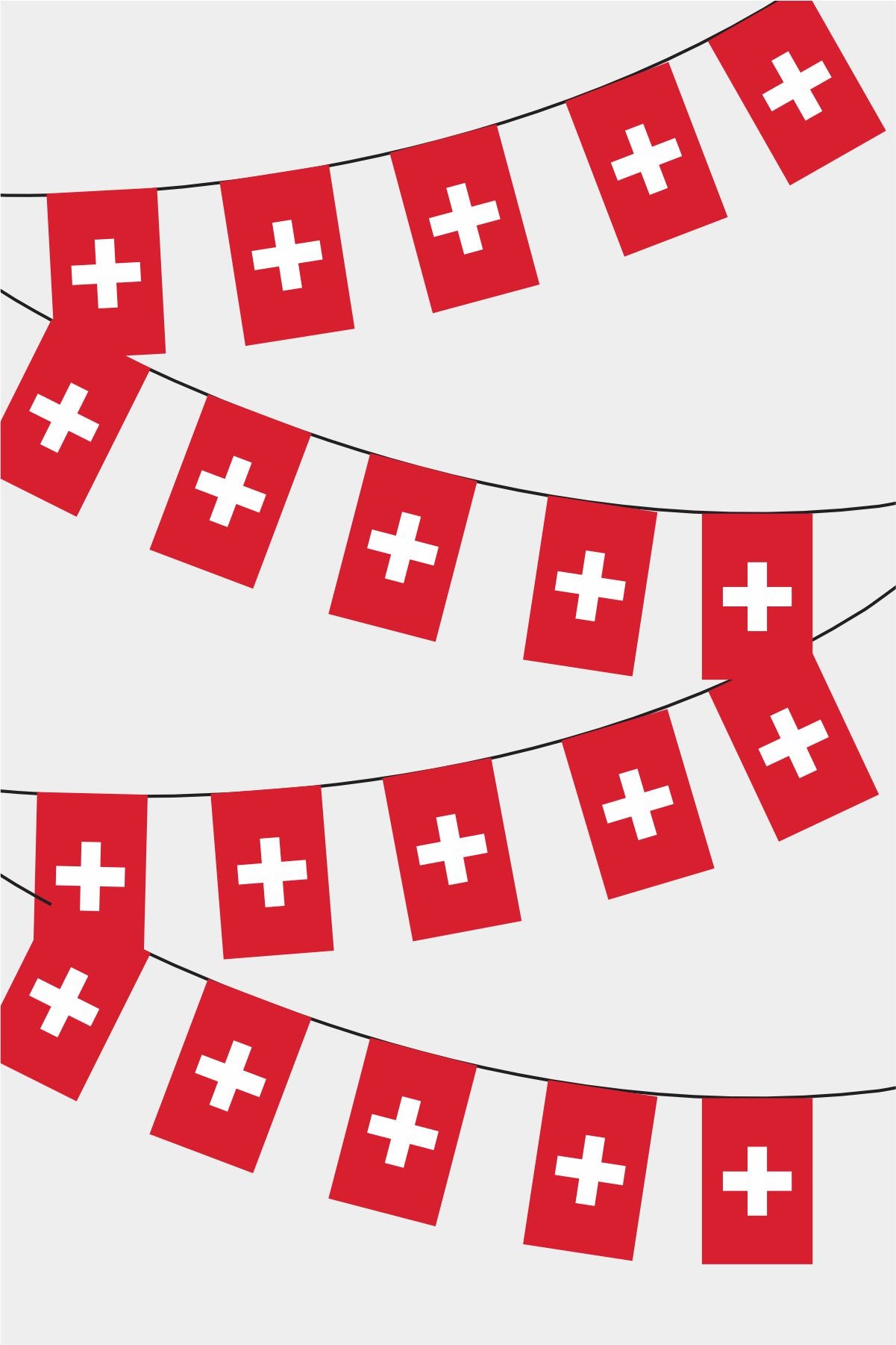 Switzerland Rectangular Flag Bunting - 50 Meters Premium String Flags for Party Decoration | Professional Quality Raschel Fabric