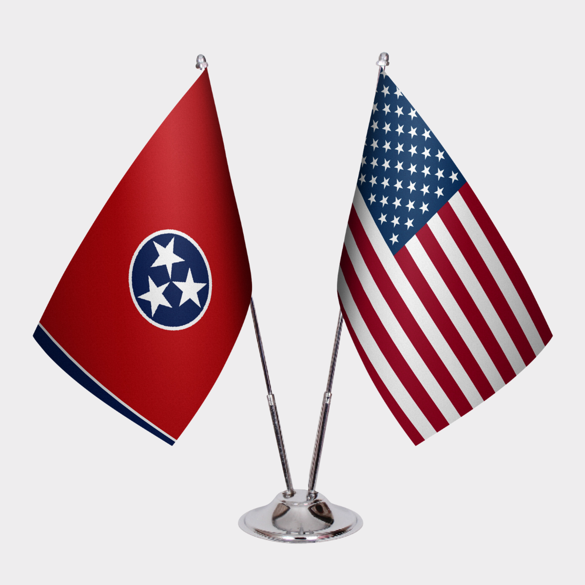 Tennessee & U.S. Desk Flag Set — Double Satin