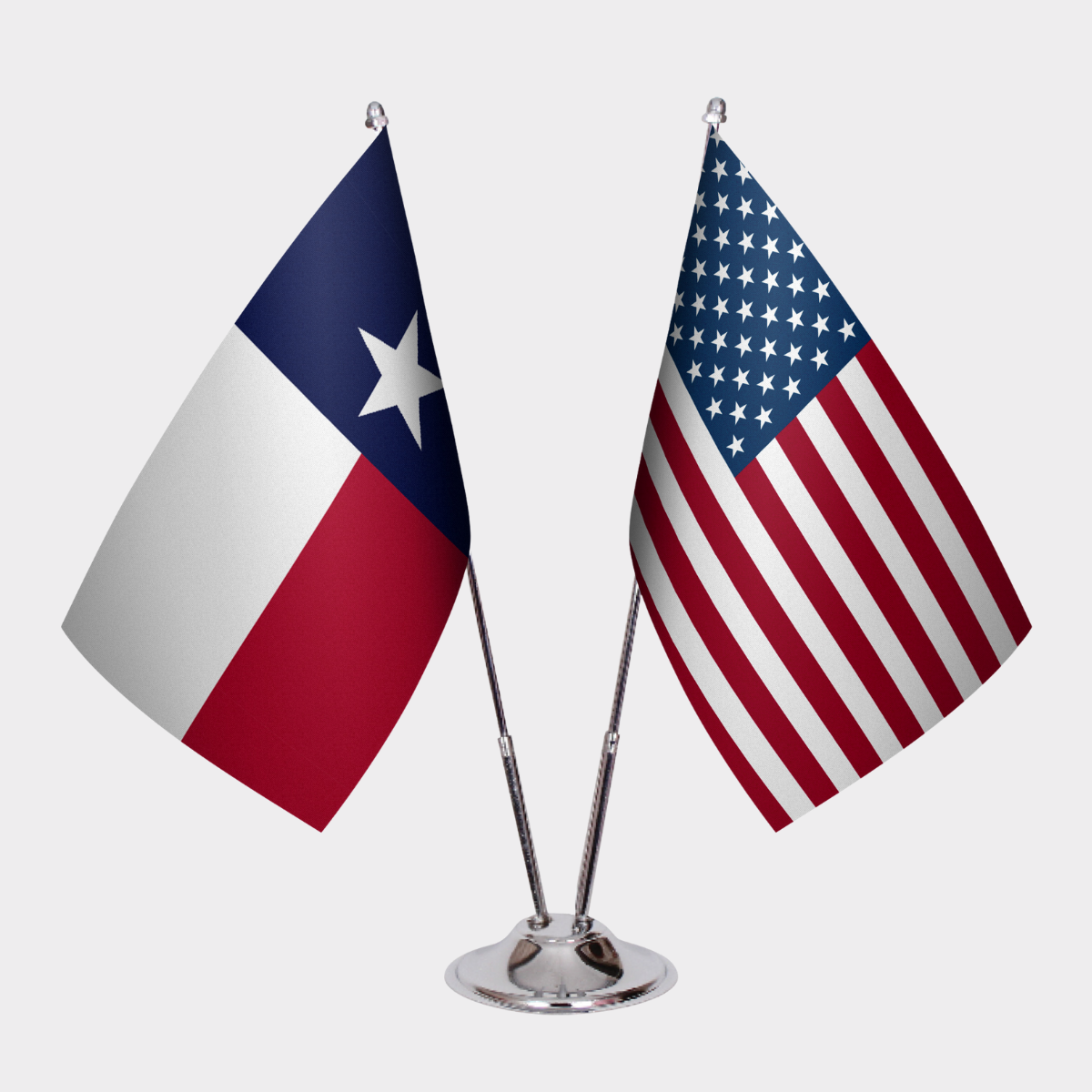 Texas & U.S. Desk Flag Set — Double Satin