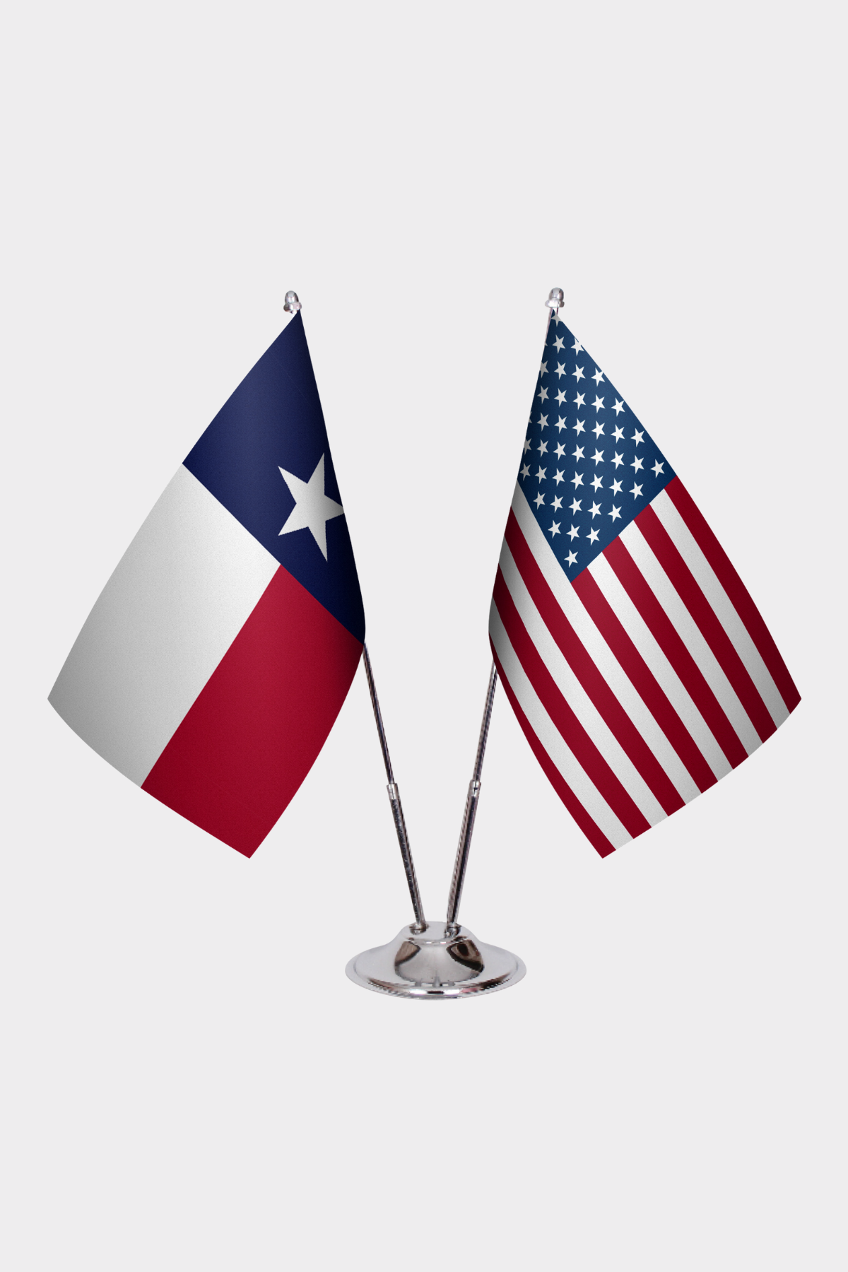 Texas & U.S. Desk Flag Set — Double Satin