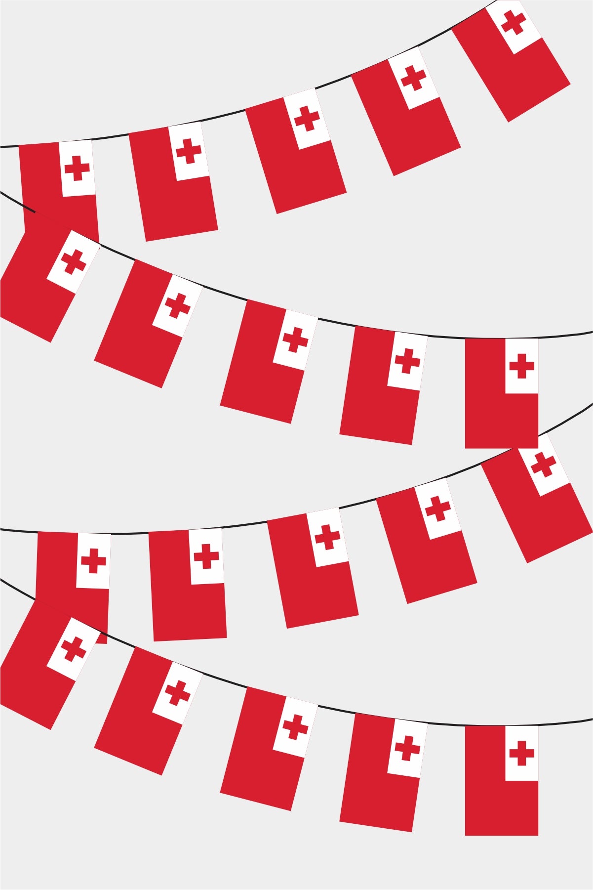 Tonga Rectangular Flag Bunting - 50 Meters Premium String Flags for Party Decoration | Professional Quality Raschel Fabric