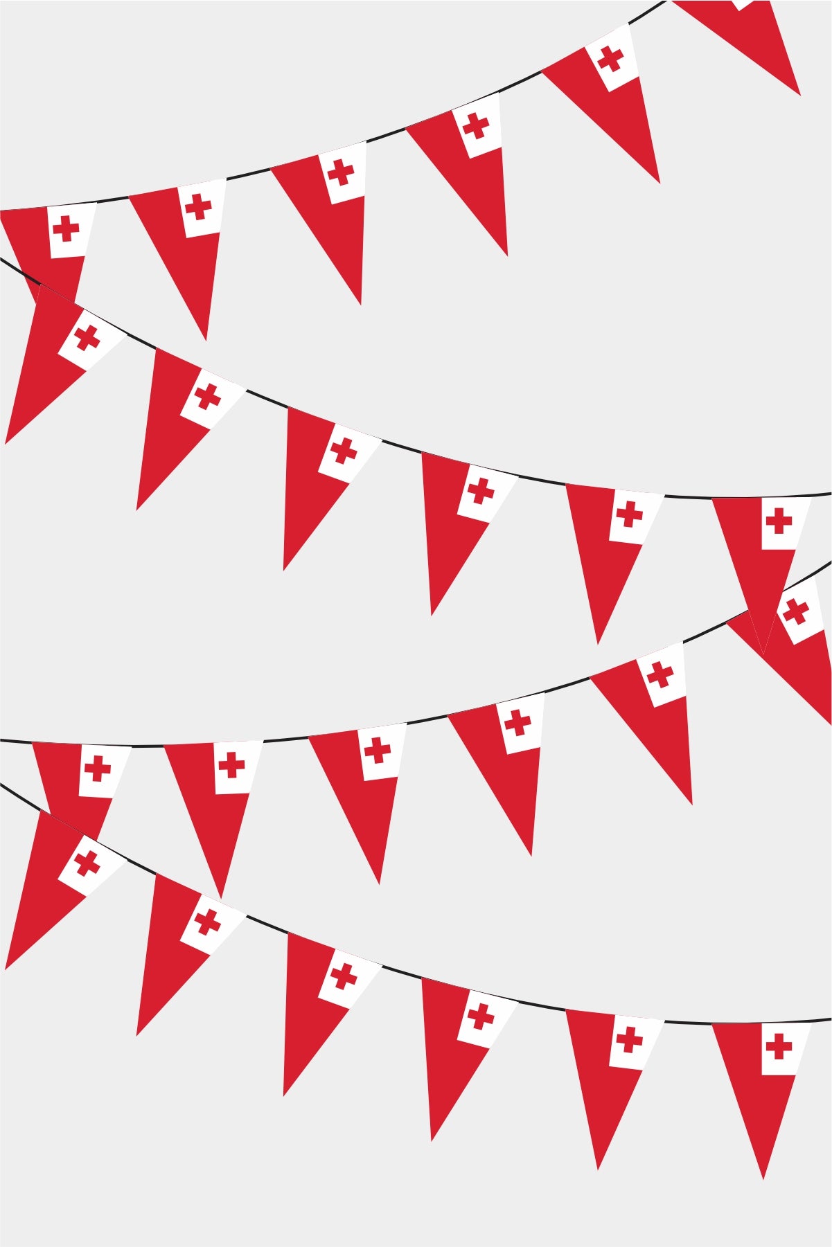 Tonga Triangular Flag Bunting - 50 Meters Premium Pennant Flags for Party Decoration | Professional Quality Raschel Fabric