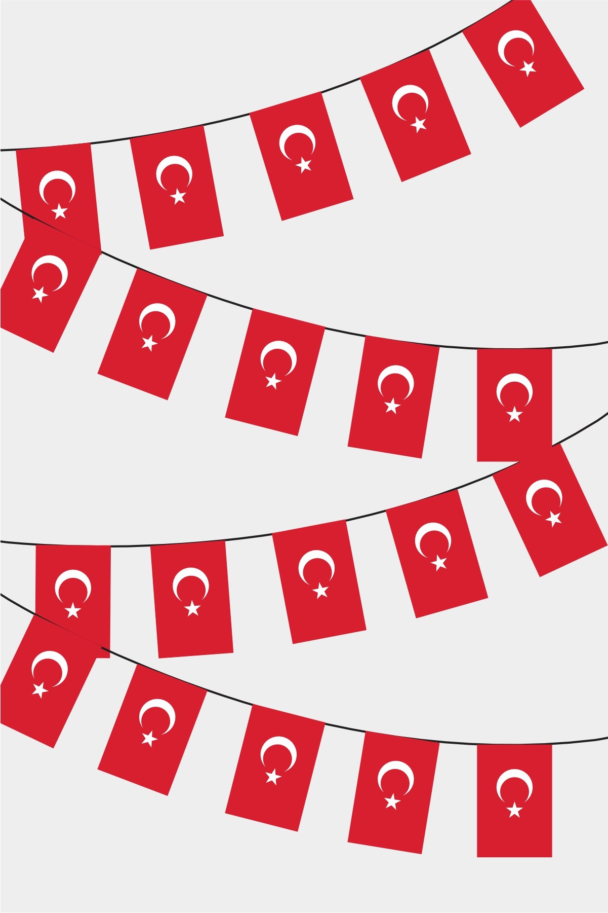 Türki̇ye Rectangular Flag Bunting - 50 Meters Premium String Flags for Party Decoration | Professional Quality Raschel Fabric