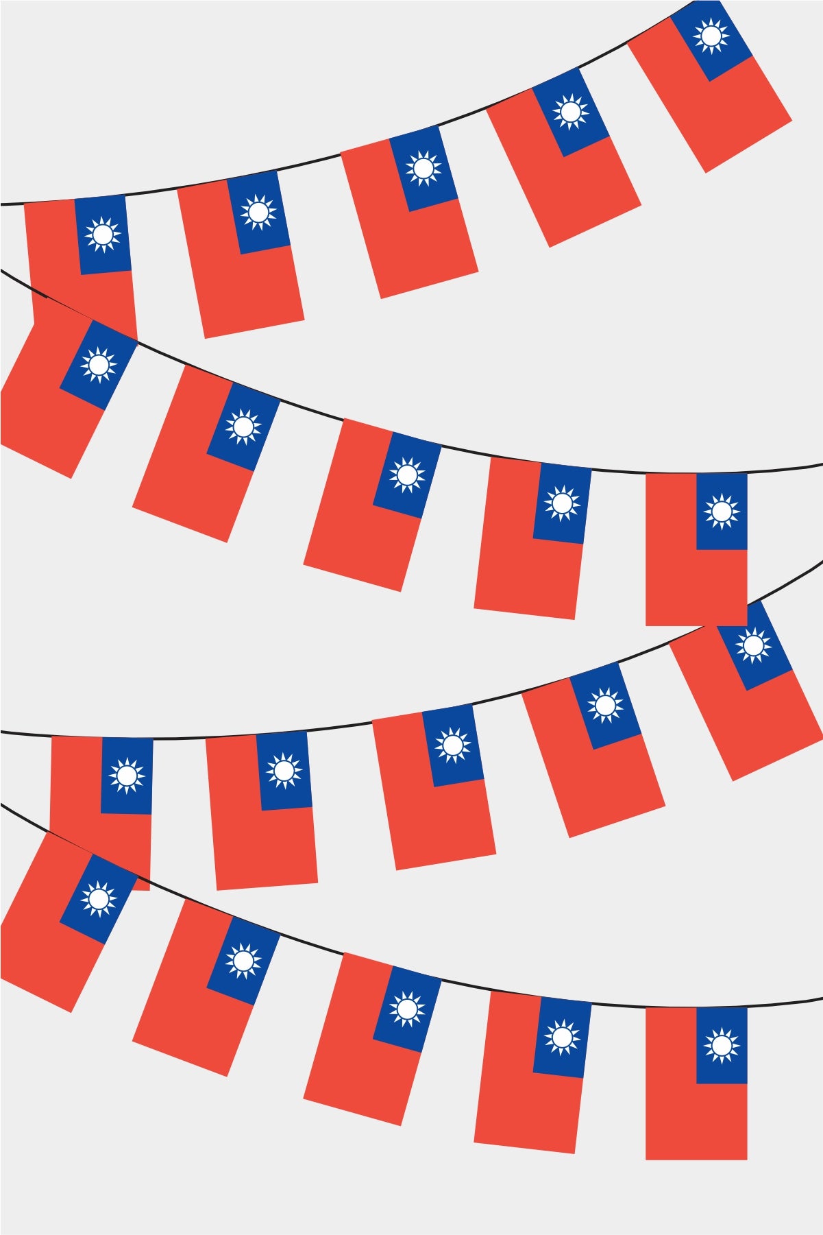 Taiwan Rectangular Flag Bunting - 50 Meters Premium String Flags for Party Decoration | Professional Quality Raschel Fabric
