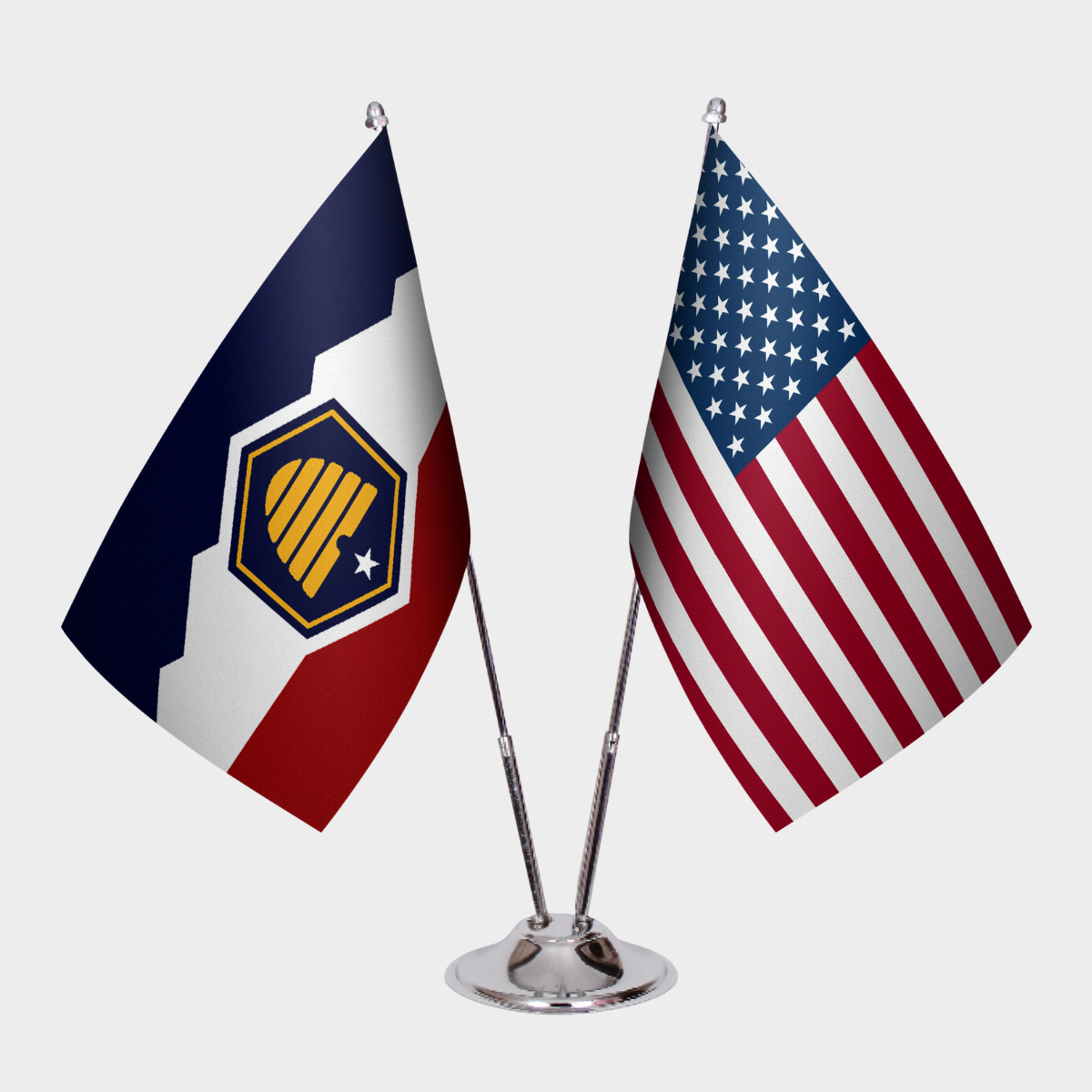 Utah & U.S. Desk Flag Set — Double Satin
