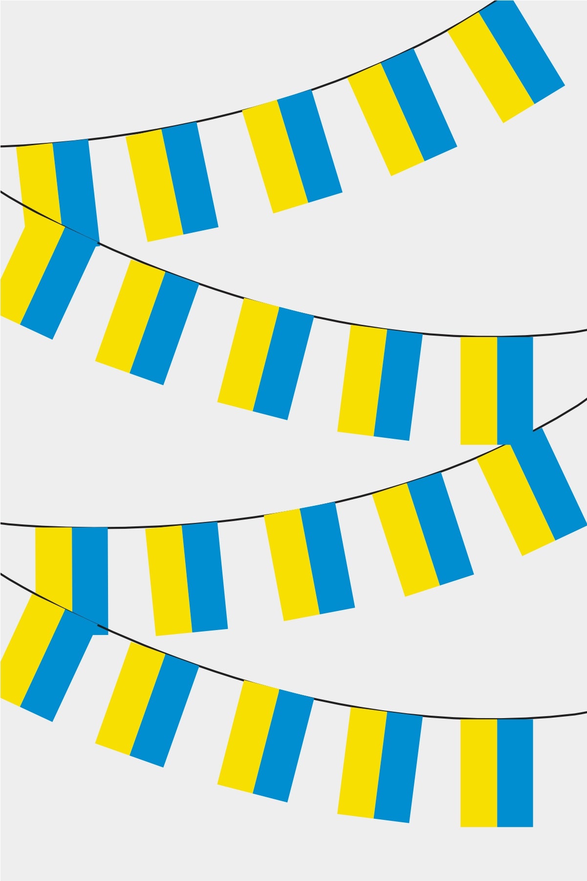 Ukrainian Rectangular Flag Bunting - 50 Meters Premium String Flags for Party Decoration | Professional Quality Raschel Fabric