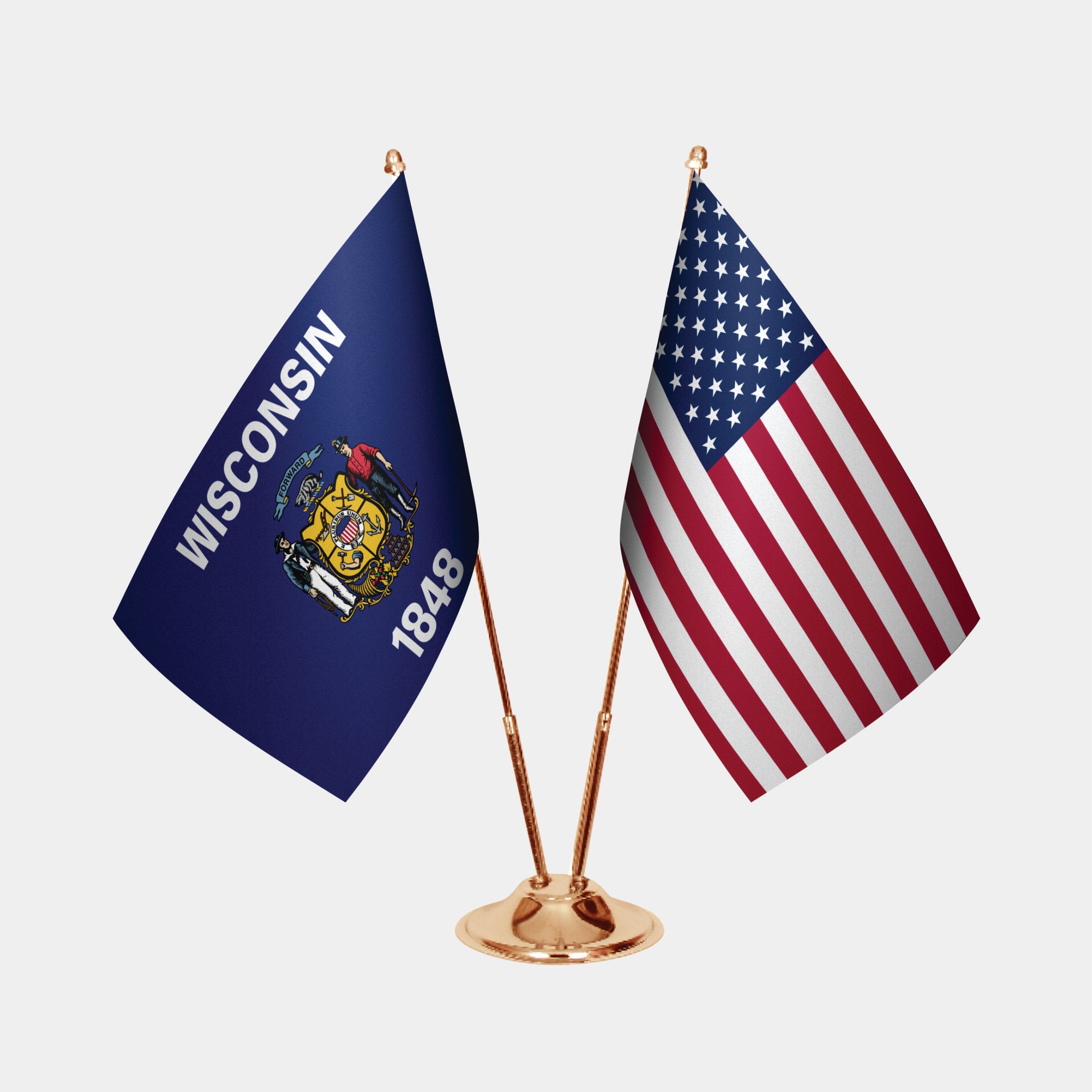 Wisconsin & U.S. Desk Flag Set