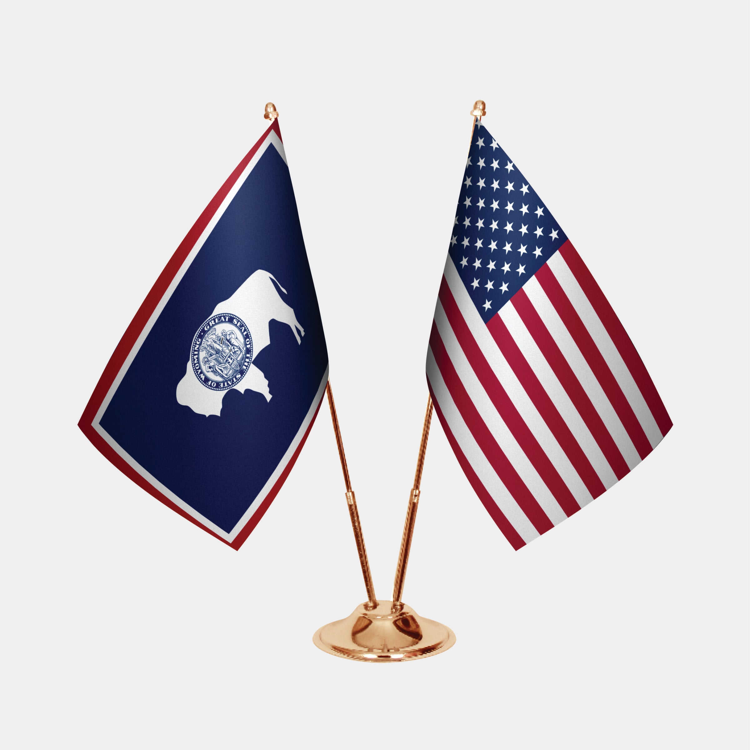 Wyoming & U.S. Desk Flag Set