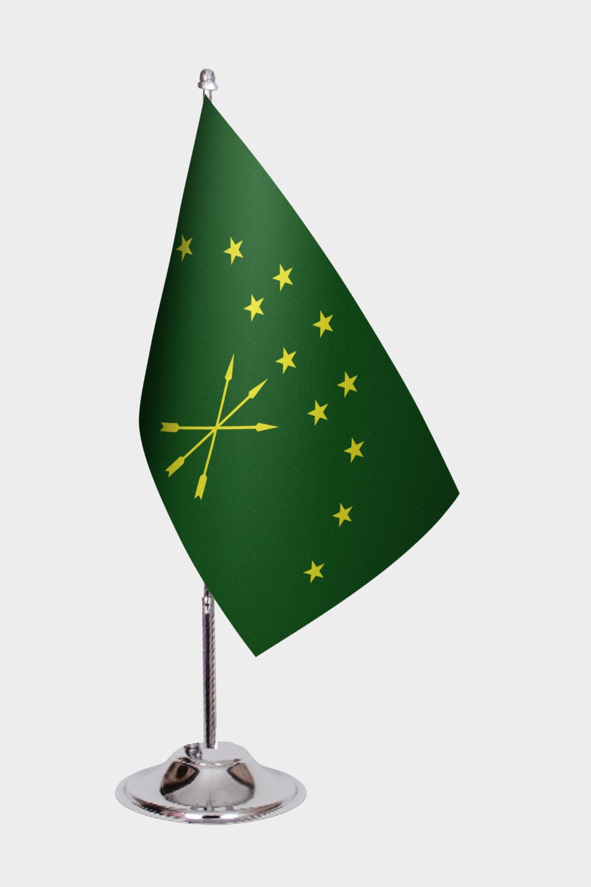 Adige Desk Flag - Premium Double-Layer Satin with Chrome L-Shaped Stand | Professional Quality Country Desk Flag for Government Offices and Institutions