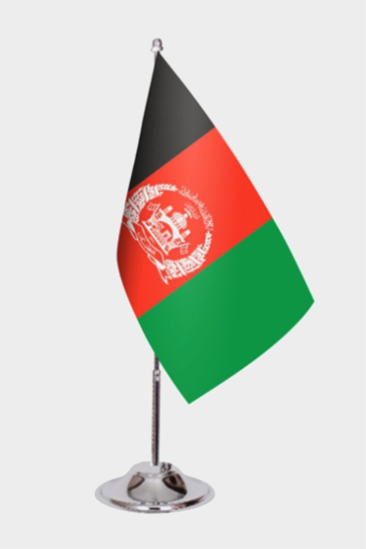 Afghanistan Desk Flag - Premium Double-Layer Satin with Chrome L-Shaped Stand | Professional Quality Country Desk Flag for Government Offices and Institutions