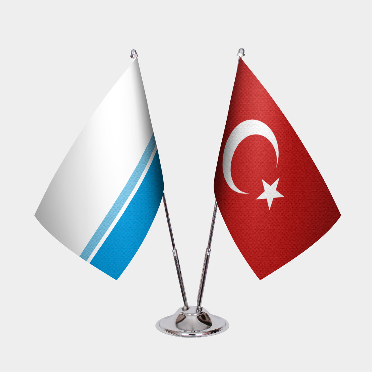 Ensemble de Drapeaux de Bureau République de l'Altaï & Turquie — option mât doré