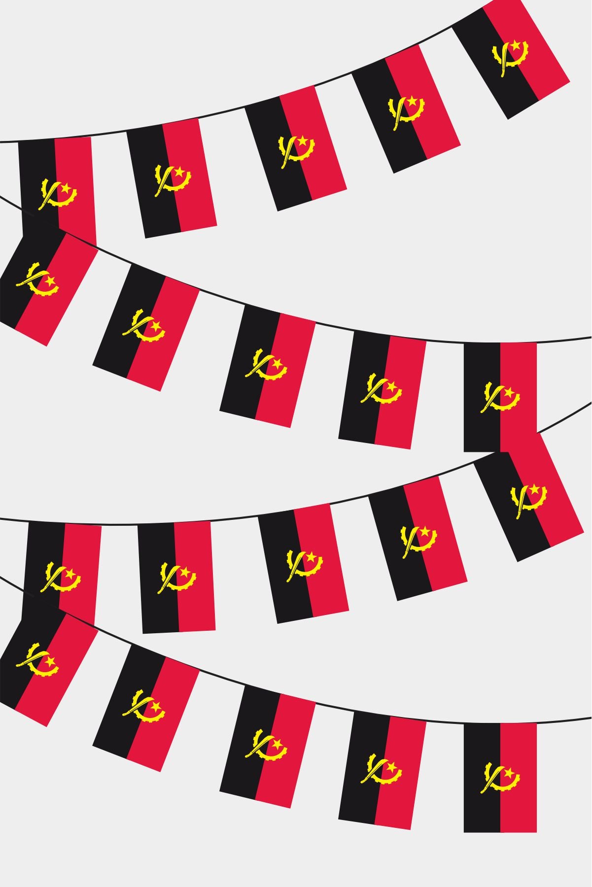 Angola Rectangular Flag Bunting - 50 Meters Premium String Flags for Party Decoration | Professional Quality Raschel Fabric