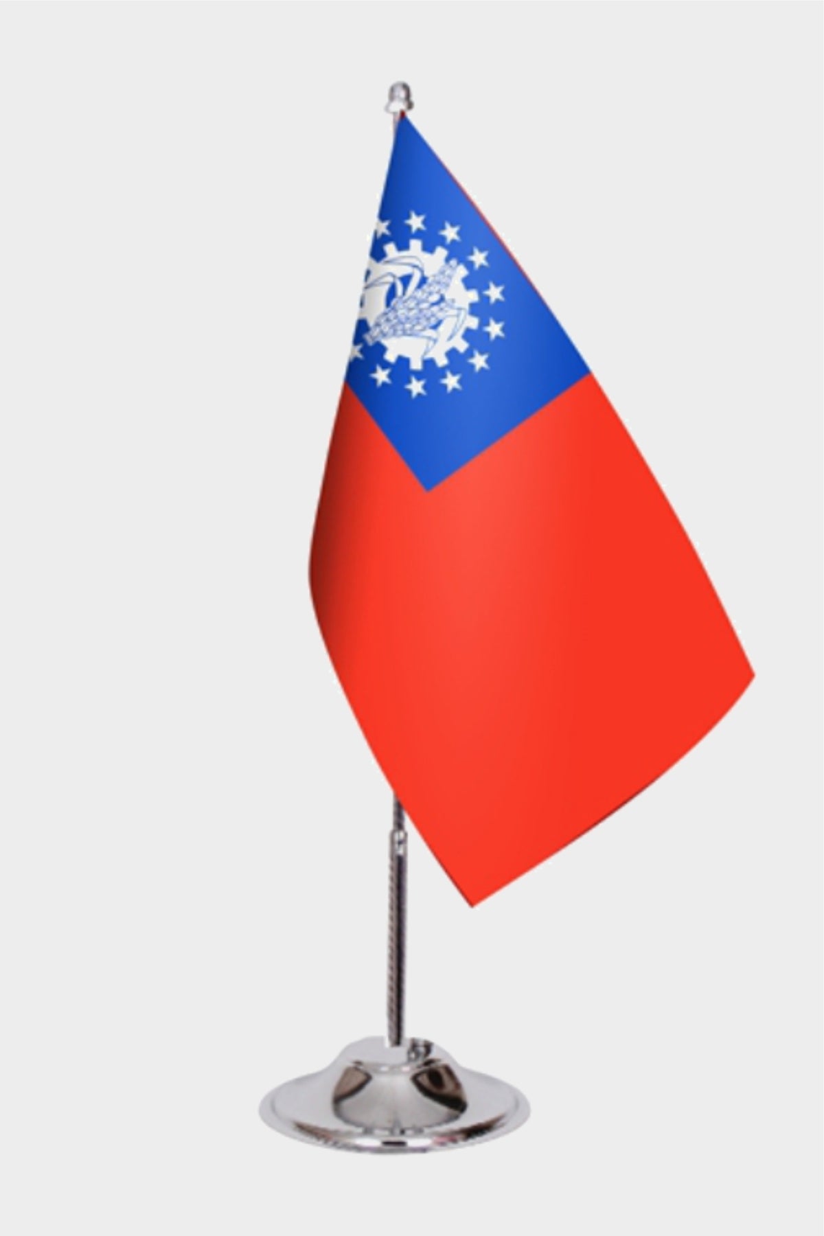 Birmania Desk Flag - Premium Double-Layer Satin with Chrome L-Shaped Stand | Professional Quality Country Desk Flag for Government Offices and Institutions