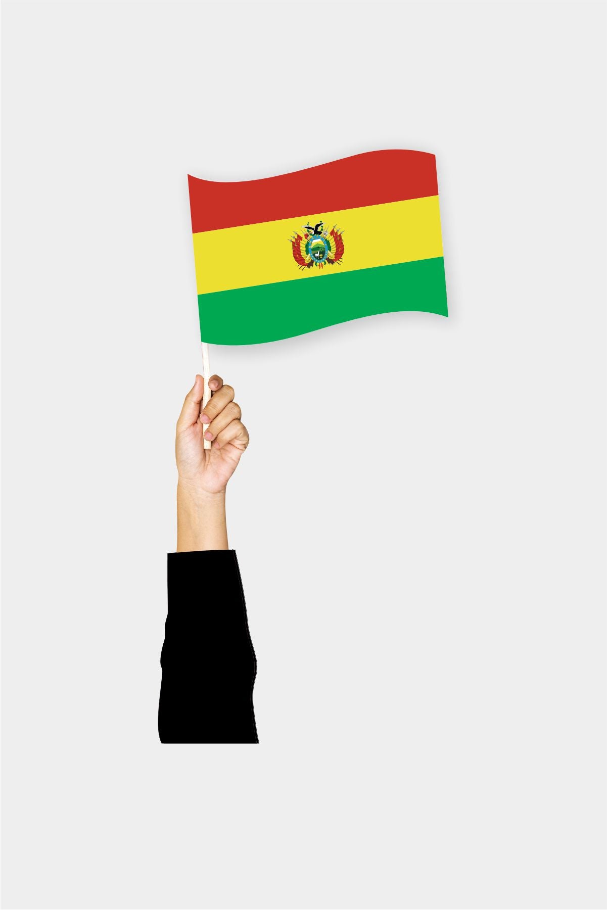 Bolivia handheld flag on stick - durable polyester country flag for events and parades