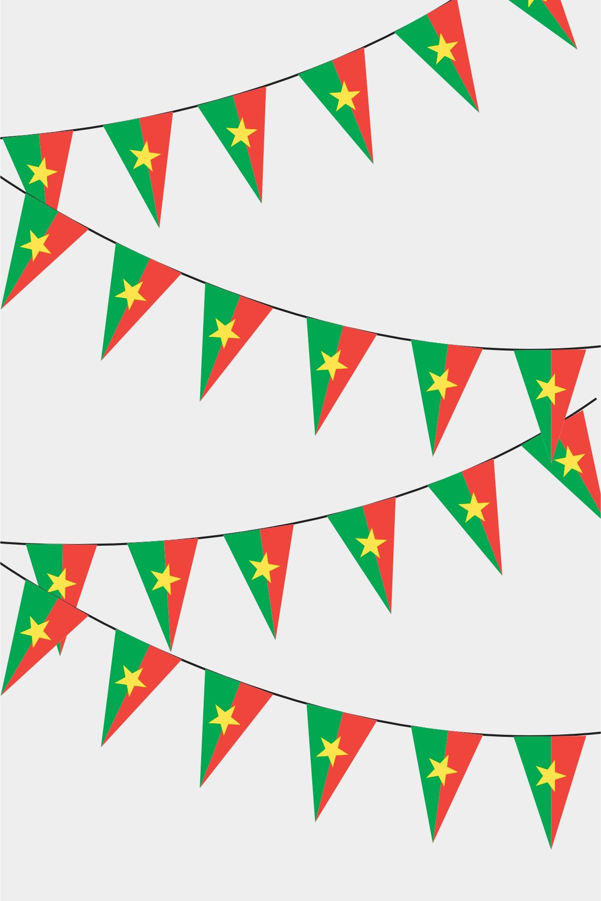 Burkino Faso Triangular Flag Bunting - 50 Meters Premium Pennant Flags for Party Decoration | Professional Quality Raschel Fabric
