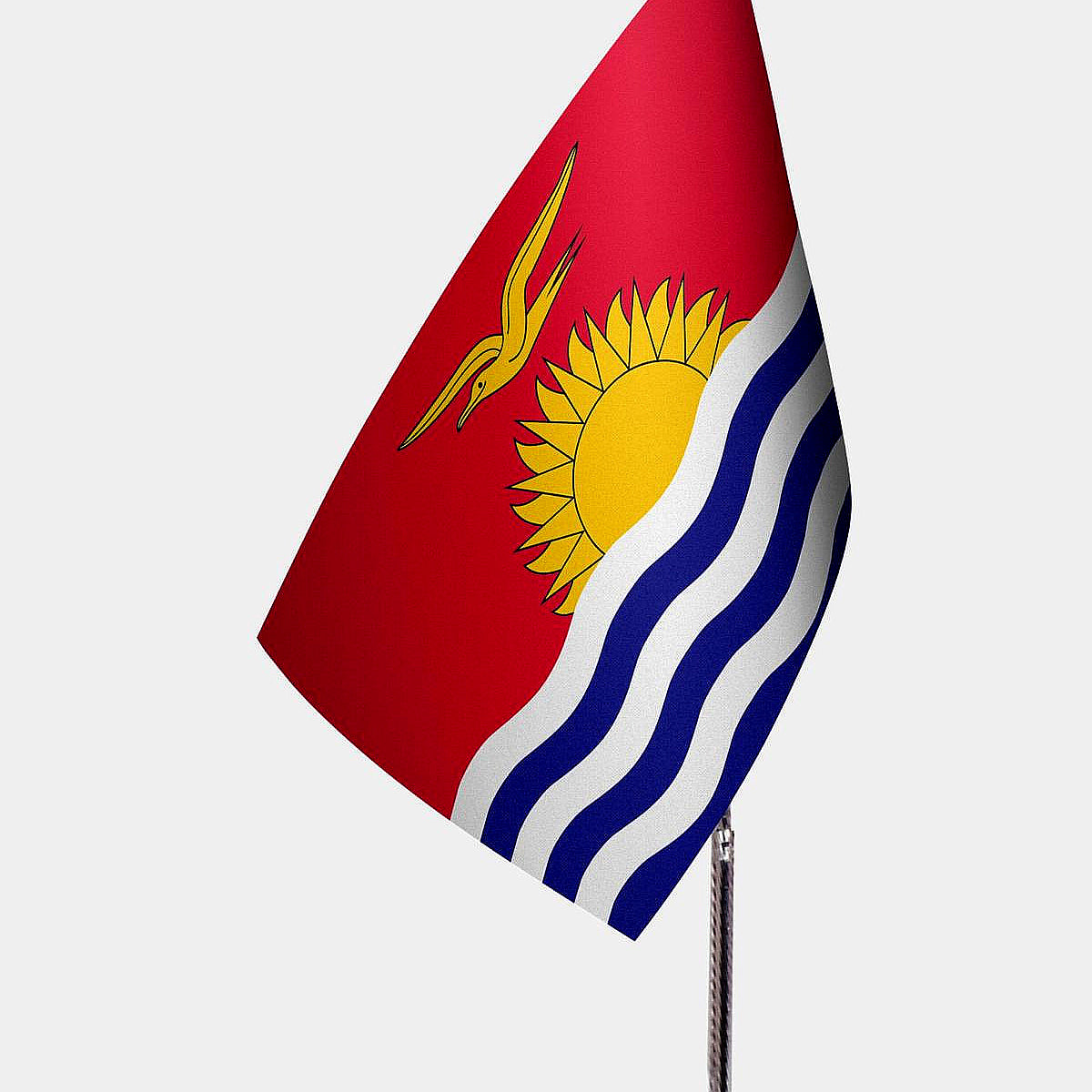Kiribati Desk Flag - Premium Double-Layer Satin with Chrome L-Shaped Stand | Professional Quality Country Desk Flag for Government Offices and Institutions