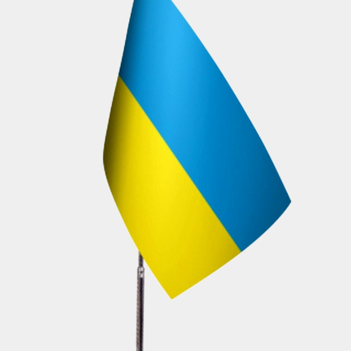 Ukraine Desk Flag - Premium Double-Layer Satin with Chrome L-Shaped Stand | Professional Quality Country Desk Flag for Government Offices and Institutions