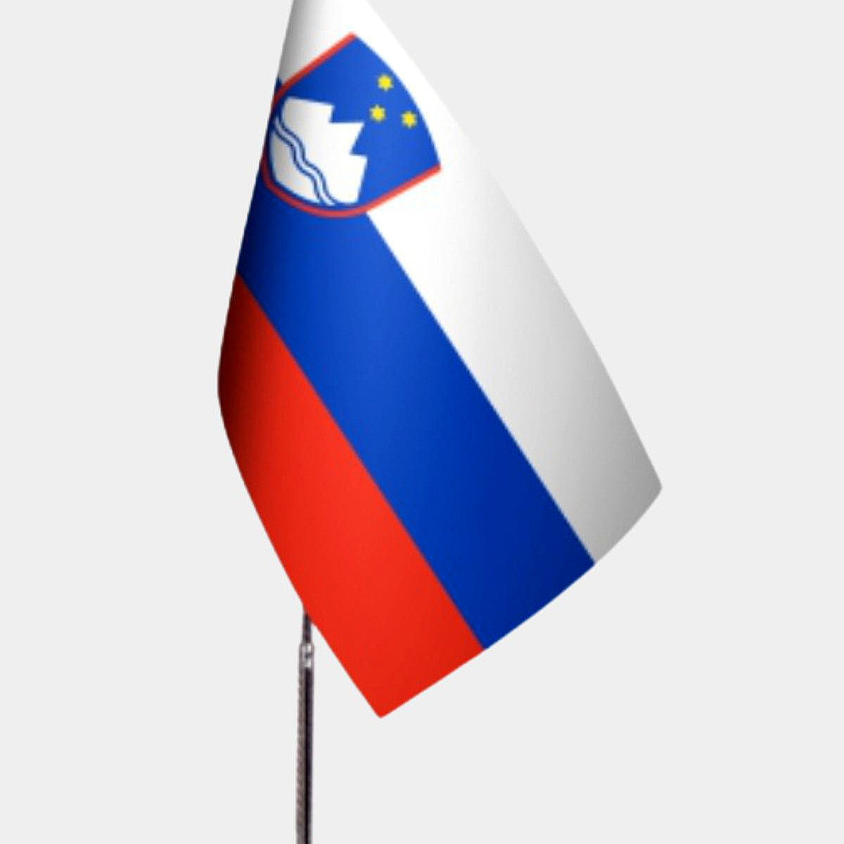 Slovenia Desk Flag - Premium Double-Layer Satin with Chrome L-Shaped Stand | Professional Quality Country Desk Flag for Government Offices and Institutions
