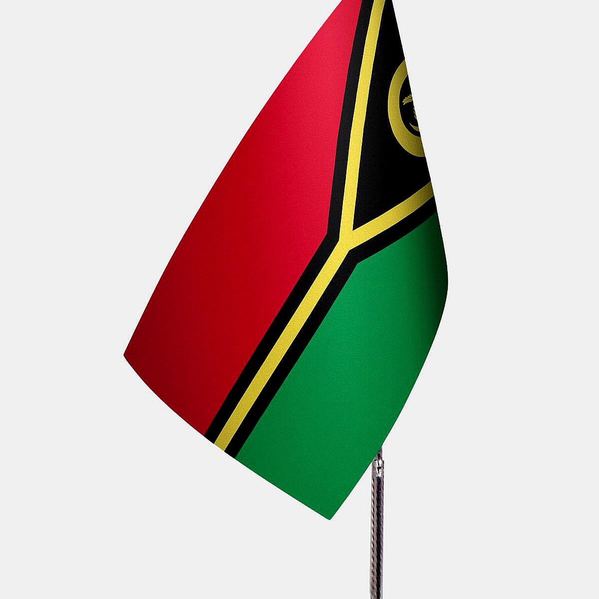 Vanuatu Desk Flag - Premium Double-Layer Satin with Chrome L-Shaped Stand | Professional Quality Country Desk Flag for Government Offices and Institutions