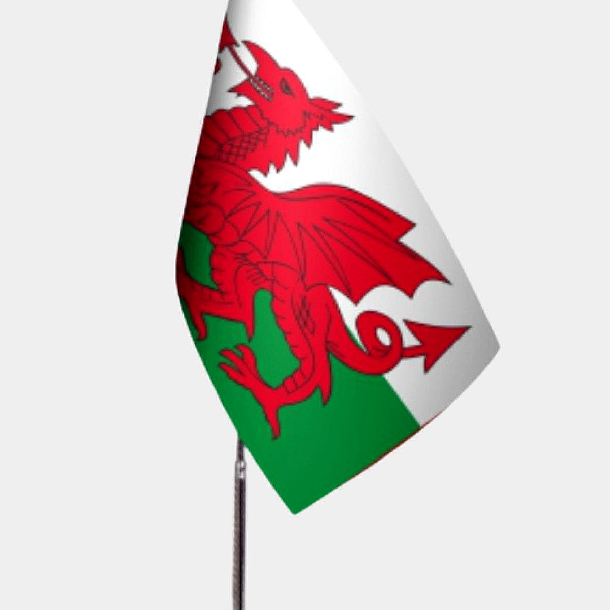 Wales Desk Flag - Premium Double-Layer Satin with Chrome L-Shaped Stand | Professional Quality Country Desk Flag for Government Offices and Institutions
