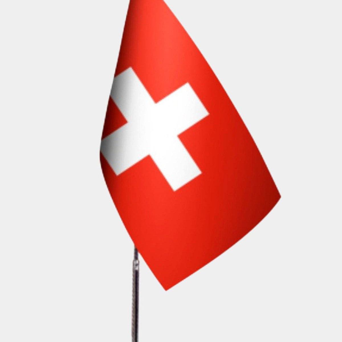 Switzerland Desk Flag - Premium Double-Layer Satin with Chrome L-Shaped Stand | Professional Quality Country Desk Flag for Government Offices and Institutions