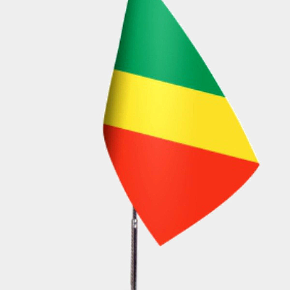 Congo Desk Flag - Premium Double-Layer Satin with Chrome L-Shaped Stand | Professional Quality Country Desk Flag for Government Offices and Institutions
