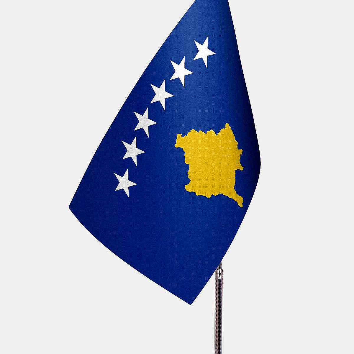 Kosovo Desk Flag - Premium Double-Layer Satin with Chrome L-Shaped Stand | Professional Quality Country Desk Flag for Government Offices and Institutions