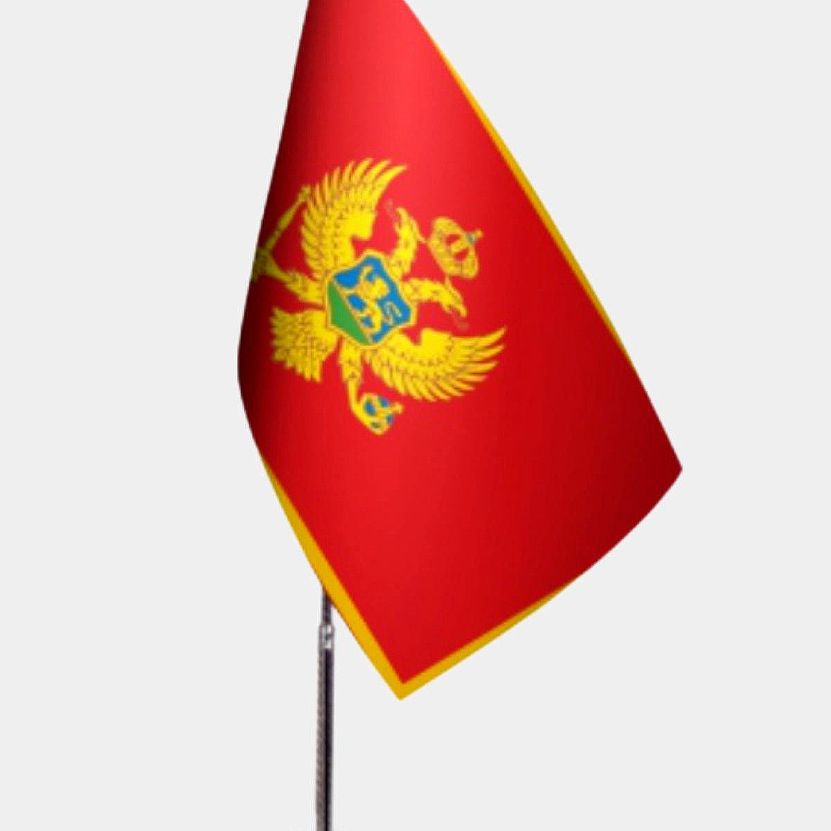 Montenegro Desk Flag - Premium Double-Layer Satin with Chrome L-Shaped Stand | Professional Quality Country Desk Flag for Government Offices and Institutions