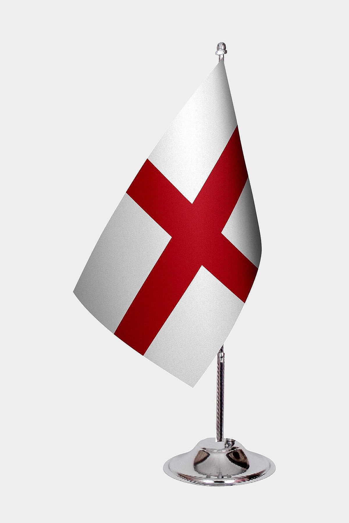 England Desk Flag - Premium Double-Layer Satin with Chrome L-Shaped Stand | Professional Quality Country Desk Flag for Government Offices and Institutions