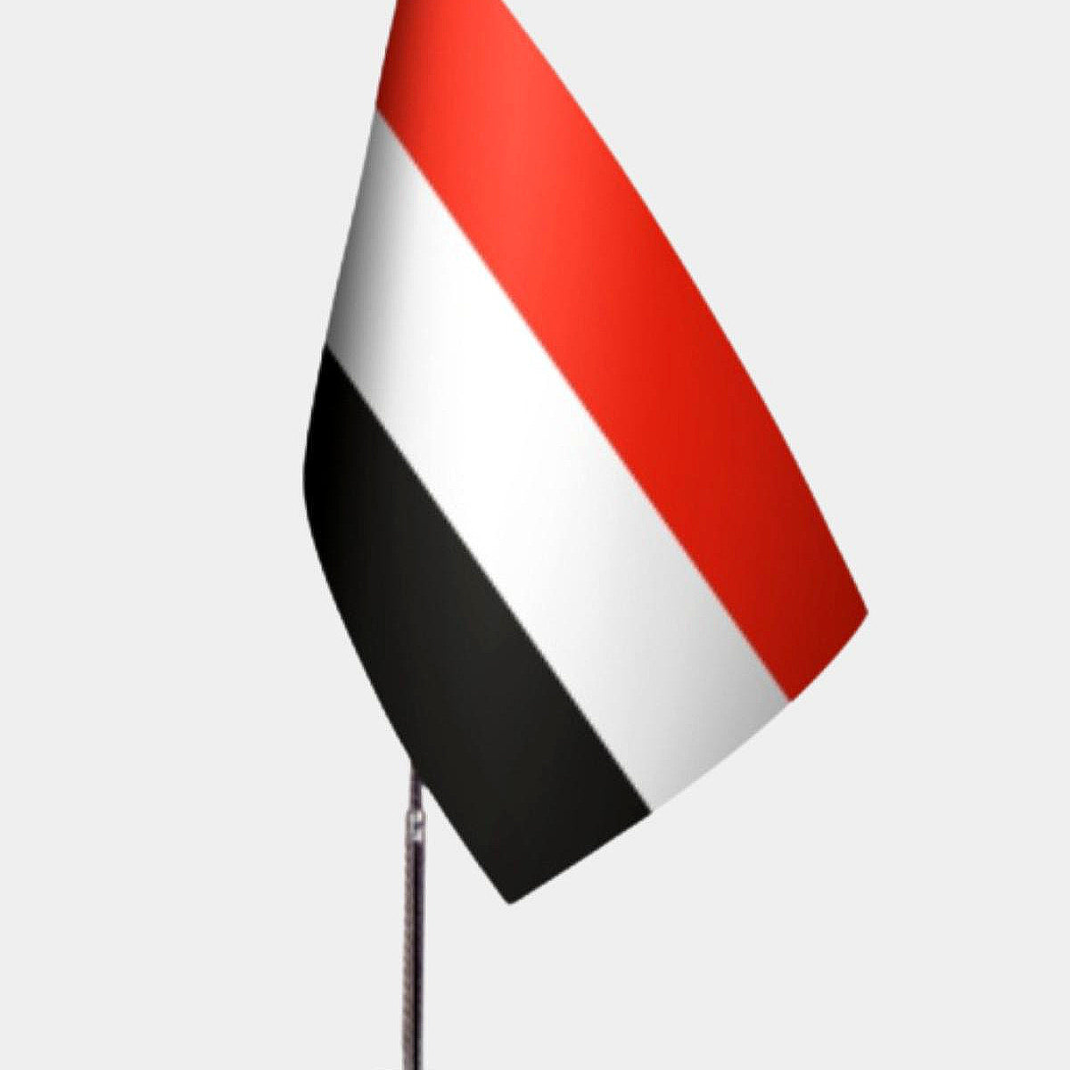 Yemen Desk Flag - Premium Double-Layer Satin with Chrome L-Shaped Stand | Professional Quality Country Desk Flag for Government Offices and Institutions