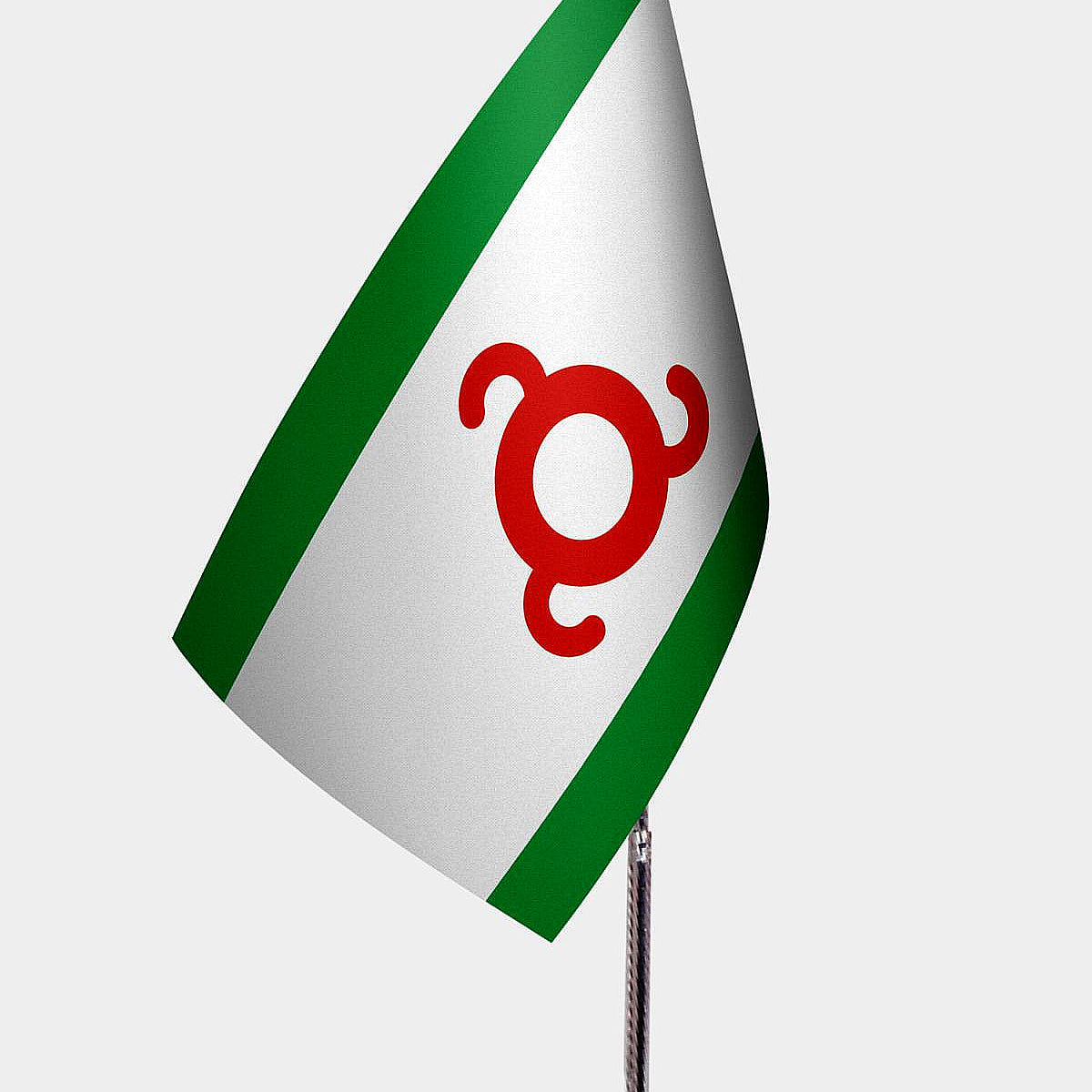 Ingushetia Desk Flag - Premium Double-Layer Satin with Chrome L-Shaped Stand | Professional Quality Country Desk Flag for Government Offices and Institutions