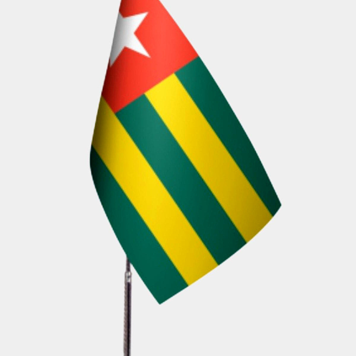 Togo Desk Flag - Premium Double-Layer Satin with Chrome L-Shaped Stand | Professional Quality Country Desk Flag for Government Offices and Institutions