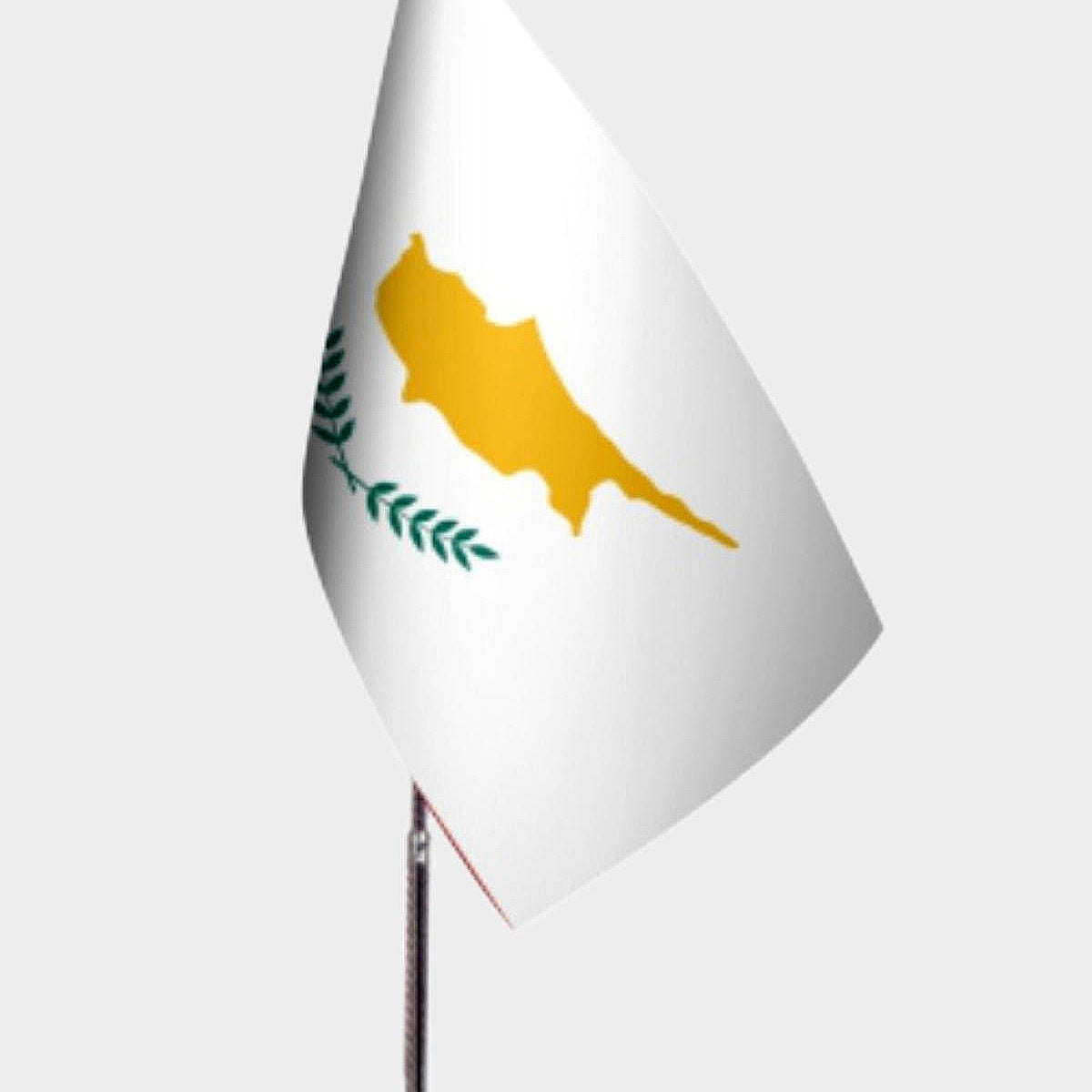 Southern Cyprus Desk Flag - Premium Double-Layer Satin with Chrome L-Shaped Stand | Professional Quality Country Desk Flag for Government Offices and Institutions