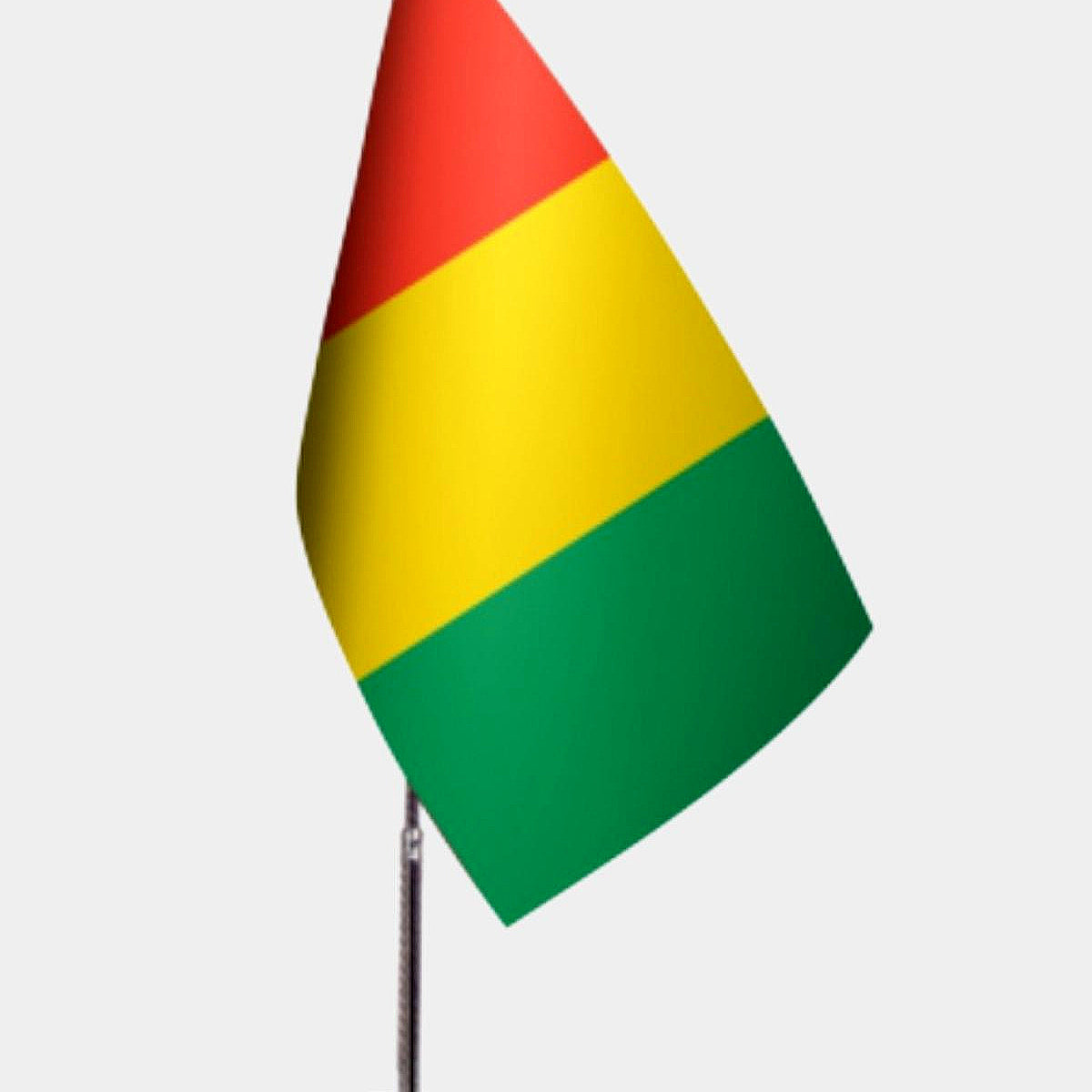 Guinea Desk Flag - Premium Double-Layer Satin with Chrome L-Shaped Stand | Professional Quality Country Desk Flag for Government Offices and Institutions